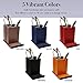Elegant Eyeglass Glasses Holder Phone Stand – Premium Brown Faux Leather, Soft Velvet Lining, Non Skid Felt Bottom - Multipurpose Desktop Organizer for Eyewear, Smart Phone, Pens & Office Supplies
