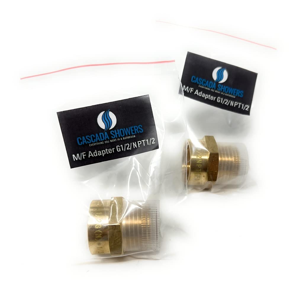 Cascada Lead-Free Brass Adapter, G Thread British BSPP Male to NPT Female (1/2" x 1/2" (2 Pieces))