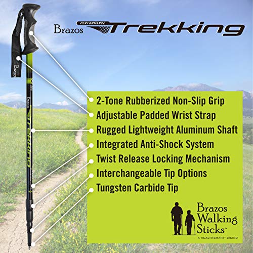 image for Brazos Trekking Poles: Collapsible Hiking/Walking Stick with Integrate