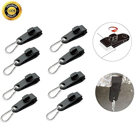 Tarp Clips with Carabiner Heavy Duty Outdoor Camping Solid Tent Cover Clamps - 8 pcs