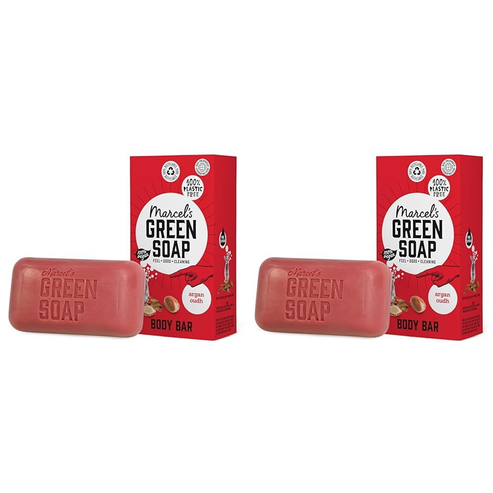 Marcel's Green Soap - Body Bar Argan & Oudh - Saves 3 bottles of regular Shower Gel - 100% Eco friendly - 100% Vegan - 97% Biodegradable - 150 G (Pack of 2)