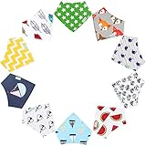 10-Pack Unisex Baby Bandana Drool Bibs for Babies,Toddlers - Organic Cotton Absorbent Bib Bandana (Neutral Pattern)