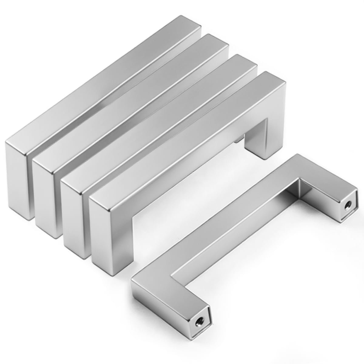 Drenky Cupboard Handles, 5 Pack Brushed Stainless Steel Kitchen Door Handles 64mm Hole Centre Distance Furniture Pulls with Screws for Drawer Wardrobe and Cabinet