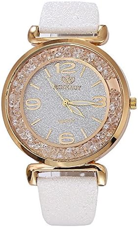 Womens Crystal Quartz Watches,Round Shiny Dial Case PU Leather Wristwatch Numeral Ladies Analog Wrist Watch Ladies Watches on Sale Watches for Women,Clearance