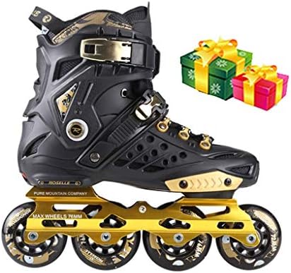 Sljj Outdoor Adult Men Women Fitness Black Rollerblades，85A Leisure Inline Skates For Beginner And Teen Yellow And Blue