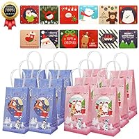Christmas Gift Bags, 24 Pack Christmas Party Favors Christmas Goodies Bags Holiday Party Bags Christmas Cards with Envelopes for Christmas Party Decorations Supplies