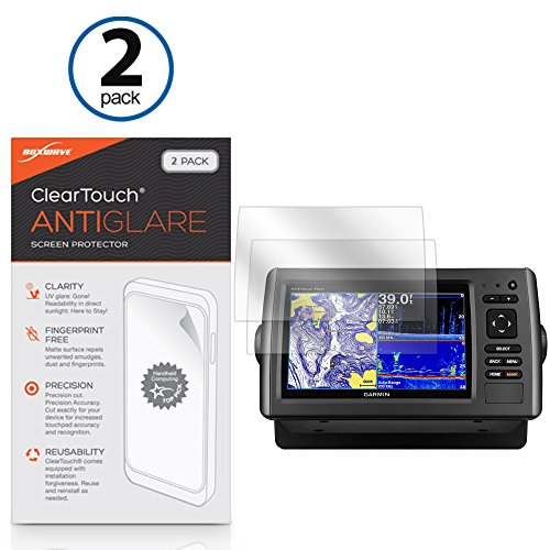 Garmin echoMAP 73dv Screen Protector, BoxWave [ClearTouch Anti-Glare (2-Pack)] Anti-Fingerprint Matte Film Skin for Garmin echoMAP 73dv