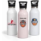 Custom insulated promotional logo tumbler bottle, personalized coated stainless steel drinking thermo, corporate gift marketing thermal cup for business (16.9, ounces)