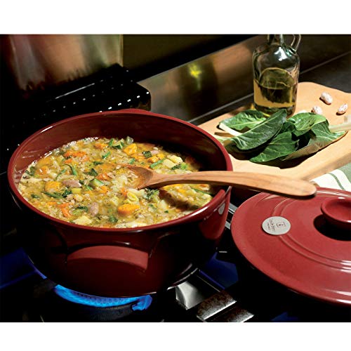 Emile Henry Flame Round Stewpot Dutch Oven, 2.6 Quart, Burgundy