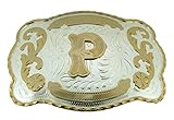 LETTER P BELT BUCKLE WESTERN INITIAL COWBOY