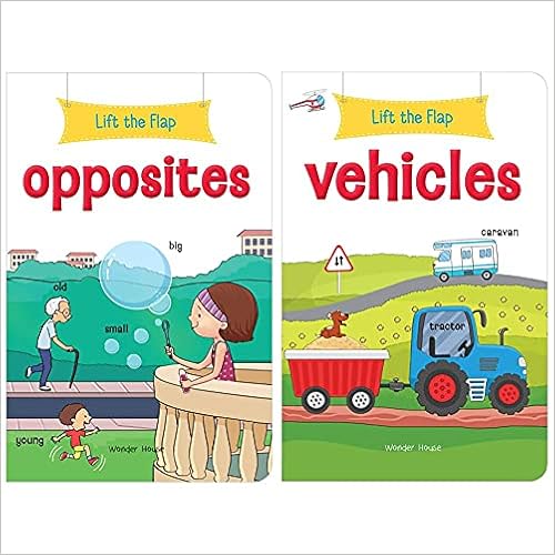 Lift The Flap - Opposites: Early Learning Novelty Board Book for Children+Lift the Flap - Vehicles : Early Learning Novelty Board Book For Children(Set of 2books)