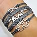 Twinkle Handmade Puzzle Piece JigSaw Puzzle Infinity Leather Bracelet for Women Girl (All Gary)