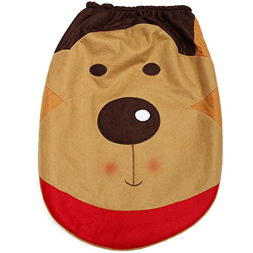 SENREAL Christmas Reindeer Toilet Cover Set with Seat Cover, Tank Cover, Toilet Paper Box Cover and Rug, Christmas Decoration Bathroom Decor Set