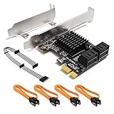 SHINESTAR SATA Card 4 Port with SATA Power Splitter Cable & 4 SATA Cables & Low Profile Bracket, 6 Gb/s SATA 3.0 PCIe SATA Controller Expansion Card Non-Raid, Boot as System Disk