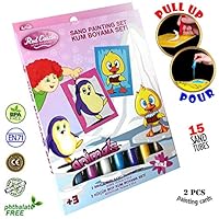 Navisima The Most Famous Sand Art Kits for Kids in All Europe. RED Castle Sand Painting Art Kits, Colored Sand Painting, DIY Learning Craft Kit, Chick & Penguin