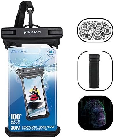 Universal Waterpoof Case, Parasom IPX8 Waterproof Phone Pouch Dry Bag with armband touch ID fingerprint for Iphone X/8/7Plus/6s/6Plus Samsung S9/S9/S8 Plus/S7/Note8/6/5 Google Pixel 2 HTC10 (Black)