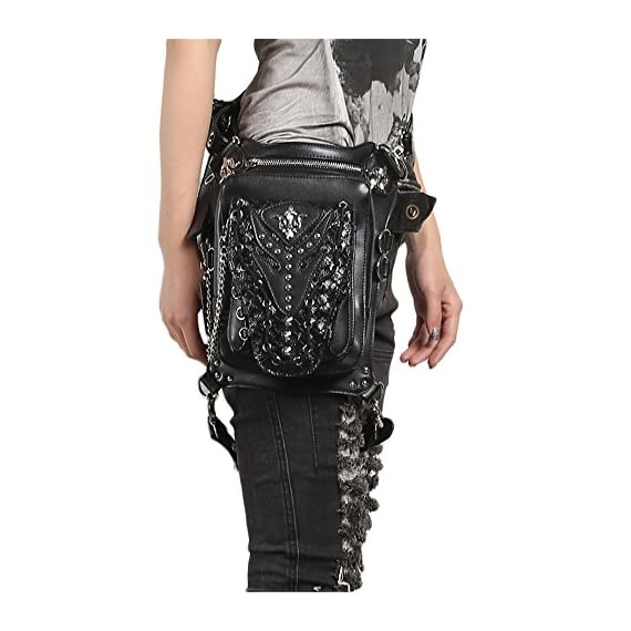 Steampunk-Gothic-Waist-Bag-Retro-Rock-Shoulder-Bag-Womens-Vintage-Leather-Leg-Bag