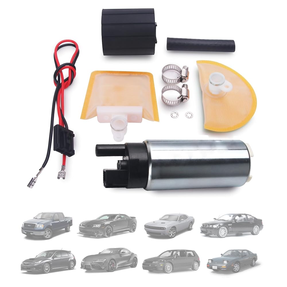 Photo 1 of 255LPH High Flow In-Tank Electric Fuel Pump Kit w/Strainer and Wiring 38mm Body Diameter Universal FIT Gasoline Only