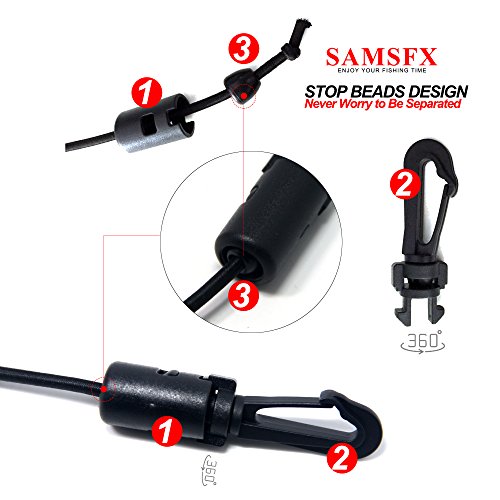 SAMSFX Adjustable Kayak Safety Bungee Paddle Leash Fishing Rod Leash Accessory Leash 2pcs