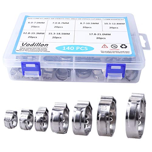 140Pcs 721mm 304 Stainless Steel Single Ear Stepless Hose Clamps