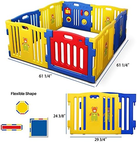 ペット用品 ゲーム Pcソフト B085wvcttd ベビーベビーサークルキッズセーフティ活動センター遊び場ホーム屋内屋外の新万年筆インタラクティブ 赤ちゃんの遊び場 8枚のパネル 子供の安全 センター ホーム Ccc認定 ブルー イエロー レッド を再生 最安値に挑戦