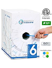 CAT6 Plenum (CMP) Bulk 1000ft 550MHz 23AWG UTP High Performance Solid Ethernet Cable [ETL Listo]