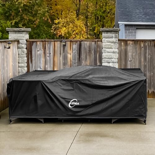 Kipiea Patio Furniture Covers Waterproof Winter, Heavy-Duty 420D Outdoor Patio Table Set Covers, Rectangular Outdoor Sectional Couch Covers (78" L x 58" W x 28" H)