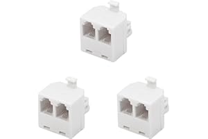 Vthahaby 3 Pack White 2 Way Duplex Jack Phone Wall Adapter - RJ11 Converter Splitter for Home Office ADSL DSL Fax Modem Cordless Phone System