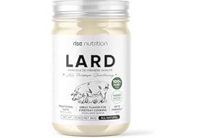 Premium Lard by Rise Nutrition | 100% Pure | Traditional Shortening & Cooking/Baking Fat | Made in Canada | 12 oz (355mL)