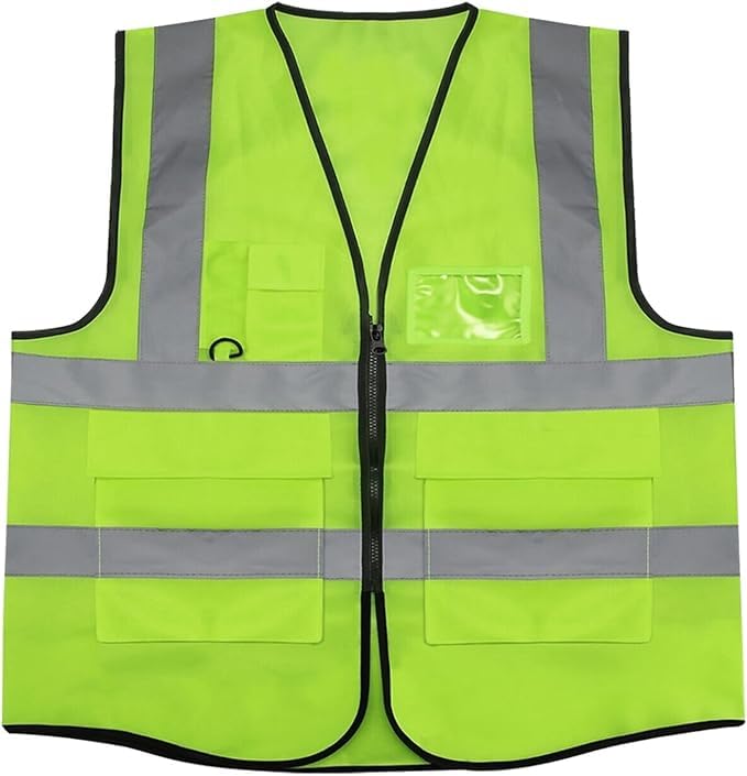 MODE BLEND Yellow Hi Vis Vest High Visibility Reflective Safety Vest Breathable with Zipper Pocket for Traffic Work Running Surveyor Security Guard Construction Use (XXL)