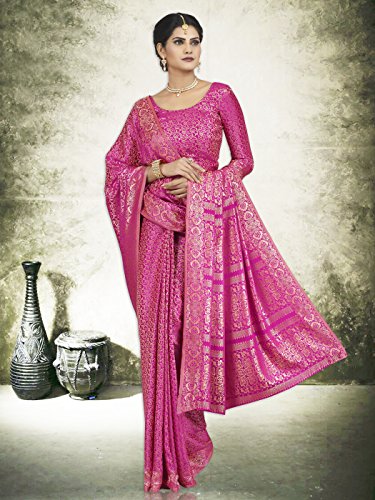 Shonaya Women's Woven Polyester Silk Magenta Designer Saree With Unstitched Blouse Piece - Image 4