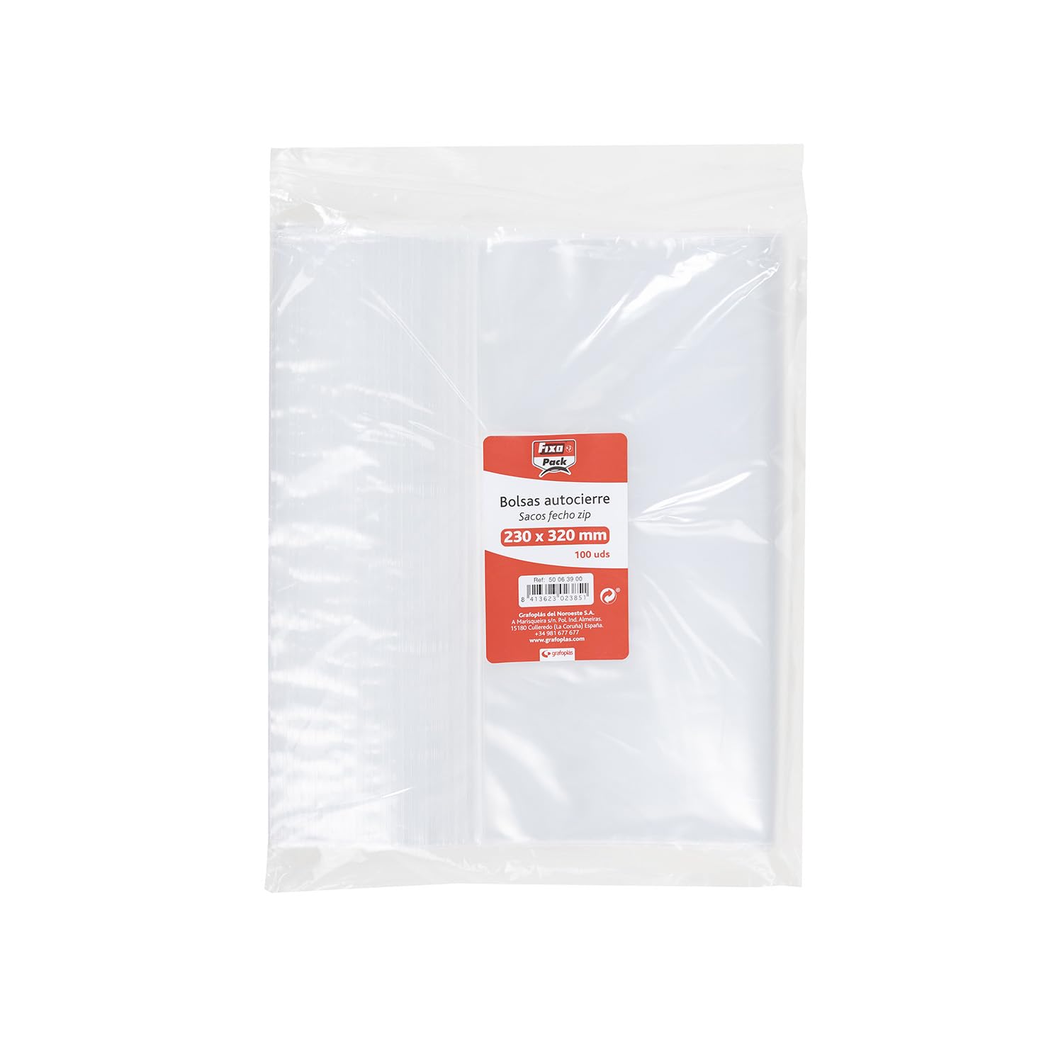 Fixo 50063900 – Pack of 100 Cellophane Display Bags Self Seal Bags, 230 x 320