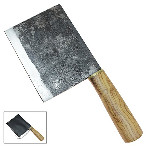 Handmade High Carbon Steel Kitchen Meat Cleaver Cutlery Tool Hardwood Handle