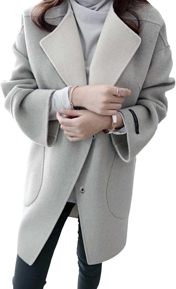 Amazon ルアン Rouen 大人可愛い テーラードコート チェスターコート ロング レディース コート 秋冬 L ライトグレー コート ジャケット 通販