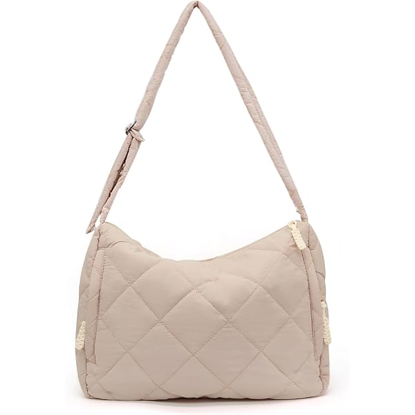 NAARIIAN Women's Puffer Crossbody Bag - Quilted Lightweight Purse, Adjustable Strap, Small Shoulder Bag In Dark Pink