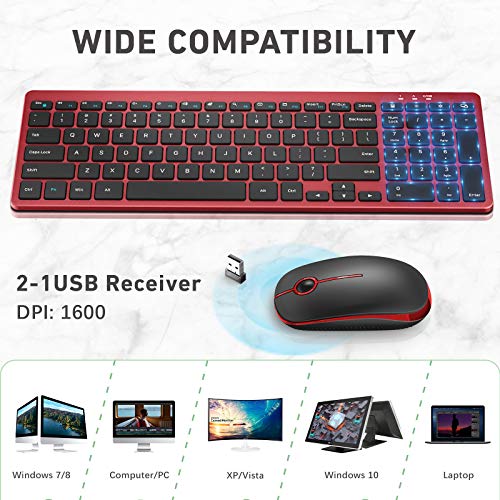 Jelly Comb Wireless Keyboard and Mouse, 2.4G Ultra Slim Wireless