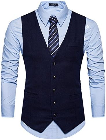 Jwhui Casual Striped Men Vest White Black Gray Dress Suit Vest Men Classic Male Slim Fit Waistcoat Man Navy Blue M