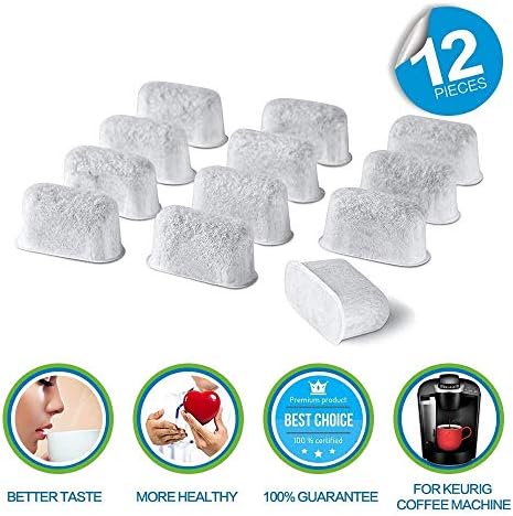 12 Pack Charcoal Water Filters Replacements, Removes Chlorine, Odors, and Others Impurities from Water, Compatible with Keurig Coffee Machine (2.0 and older)