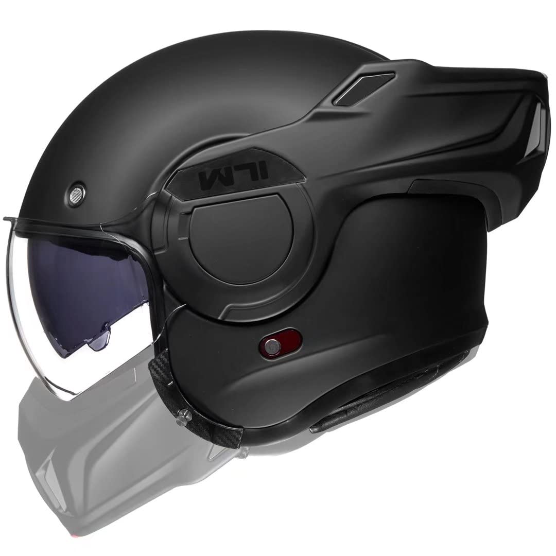 Photo 1 of ILM Vintage Full Face Modular Motorcycle Helmet for Adults Men ATV UTV Snowmobile with 180° Reversible Chin Guard DOT Model-B707(Matte Black, M)