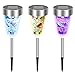 Solar Garden Lights Outdoor - Adecorty Solar Garden Stake Lights 3 Color Solar Path Lights, Landscape Lights for Garden Path Walkway Patio Lawn Outdoor Christmas Halloween Decorations, 3 Pack