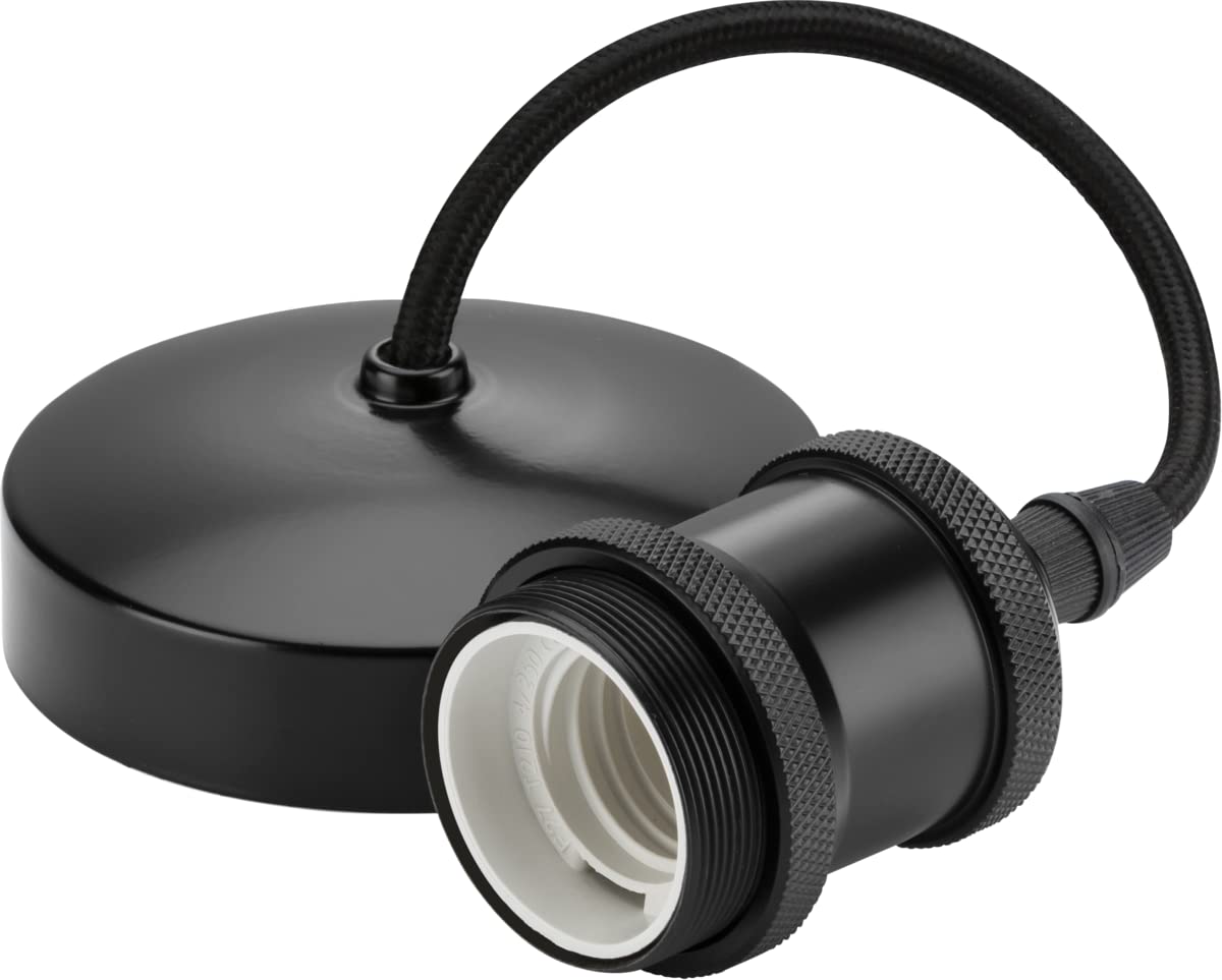 Knightsbridge 6" E27 Vintage Pendant Set - Matt Black (8271MB),150mm