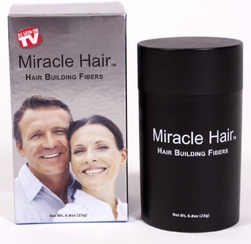 Miracle Hair PREMIUM All Natural Hair Building Fibers for Instantly Thicker Looking Hair! (25g) 75-Day Supply: BLACK by Miracle Hair