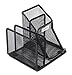 EasyPAG Mesh Desk Accessories Organizer Sticky Note Pad Holder 2 Upright Pen Holder ,Black