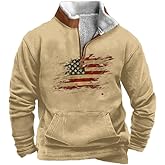 BIVENANT Patriotic Hoodies for Men American Flag Graphic Hoodie Fleece Mens Pullover 1/4 Zip Sweatshirts with Pockets