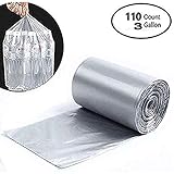 Small Garbage Bags 3-4 Gallon Clear Kitchen Trash Bags, 110 Counts，Durable Multipurpose Everyday Use Trash Liners for Bathroom, Bedroom, Home, Office, Car,Trash Cans and Garbage Bins（Silver）