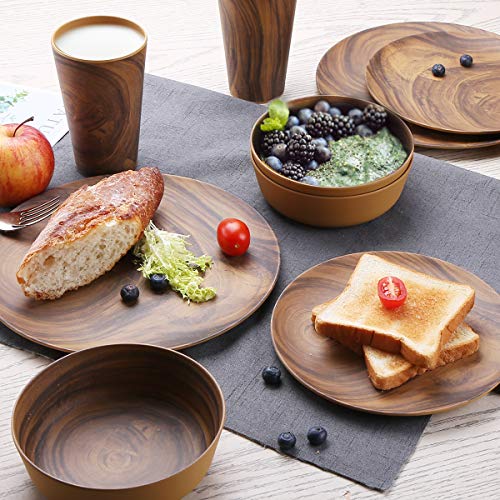 Dinnerware Set, 12 Piece Bamboo Tableware Set Antibacterial Eco