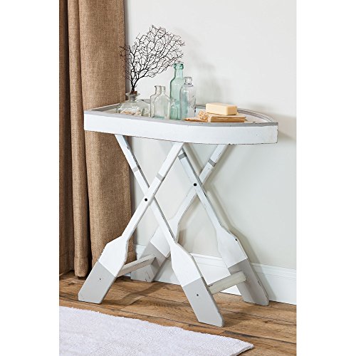 Cape Craftsmen Coastal Vintage Wooden Boat Table with Oar Legs