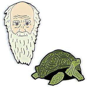 Darwin and Tortoise Enamel Pin Set – Strong Rubber Backing Clasps