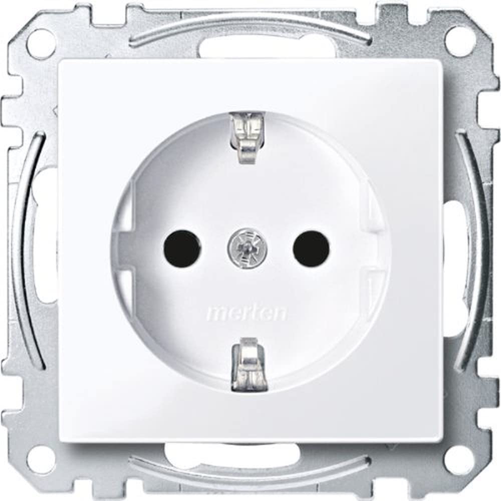 Merten MEG2300-0325 SCHUKO socket-outlet, with integrated protection against accidential contact, plug-in terminals, active white glossy, System M