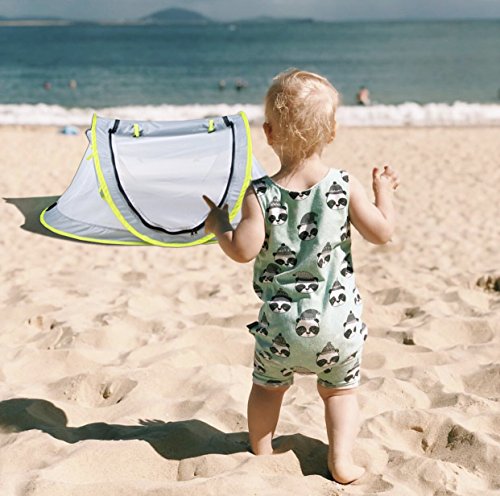 WayfinderTravelTot, Baby Travel Tent Portable Baby Travel Bed Indoor & Outdoor Travel Crib Baby Beach Tent UPF 50+ UV Protection w/Mosquito Net and 2 Pegs (Grey)